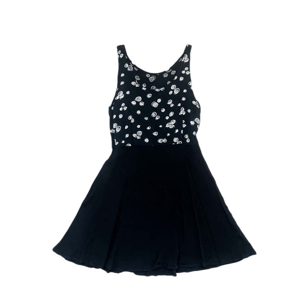 90’s whimsygoth sleeveless white spiral pattern black babydoll slip dress